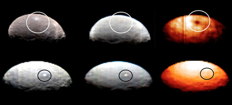 Illustration for article titled Nuevos mapas a color de Ceres amplían los misterios del planeta enano